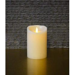 Muse Alight 5'' Regular Flameless Electronic Wax Pillar Candle by Battery Operated with Timer Feature. Ivory, Vanilla Scented. Remote Control Included. (Regular 3.5 x 5).