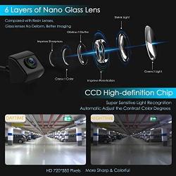 Car Rearview Camera, HD CCD Backup Camera Waterproof, Night Vision Reverse Camera with Parking Assist Line Mirror Image Parking Camera for 12V Vehicle Car Mini-Truck RV SUV Minivan Pickup Camper