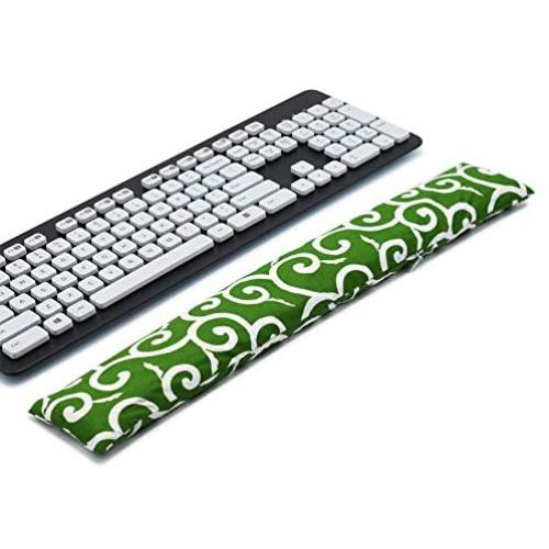 Keyboard Wrist Rest Pad, Washable Keyboard Mouse Wrist Support Pad Bean Bag for Carpal Tunnel, Office Workers, Massage Ergobeads & Cotton Fabric (Grass)