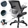 Modway Edge Mesh Back and White Vinyl Seat Office Chair With Flip-Up Arms - Computer Desks in Black