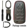 Black Hand Sewing Leather Cover Key Fob Case Protector Jacket Holder For 2017 Ford Fusion Edge F250 F350 F450 F550 2018 Explorer Expedition 5 Buttons Smart Remote Control