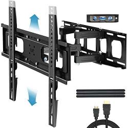 Everstone Full Motion TV Wall Mount with Height Adjustment for Most 32-65 inch LED, LCD, OLED Flat&Curved TVs, Bracket Swivel Articulating Arms Extension Tilt up to VESA 400mm, 121lbs, 16'' Wood Stud