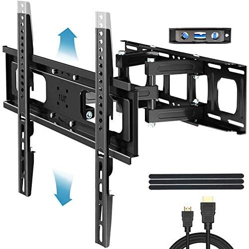 Everstone Full Motion TV Wall Mount with Height Adjustment for Most 32-65 inch LED, LCD, OLED Flat&Curved TVs, Bracket Swivel Articulating Arms Extension Tilt up to VESA 400mm, 121lbs, 16'' Wood Stud