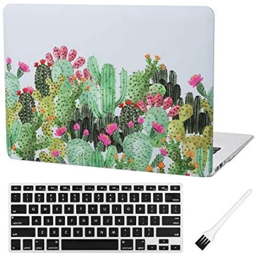 Laptop Hard Case Compatible with MacBook Air 13 inch Case A1369 A1466 Plastic Hard Shell Cover (Old Version 2010-2017) with Silicone Keyboard Cover and Dust Brush (Cactus with red Flowers)