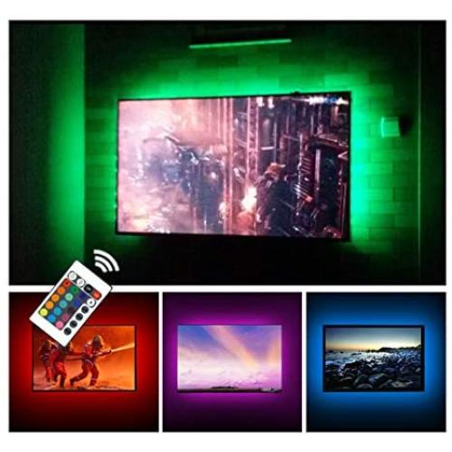 USB TV Backlight LED Strip Lights Kit for 24 to 60 inches Smart TV Sony LG Monitor, HDTV Wall Mount Stand Work Space Gaming Room Decor, LED Bias Ambient Mood Lighting
