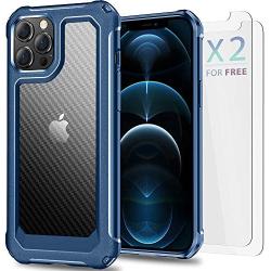 SUPBEC Compatible for iPhone 11 Pro Max Case and [ Screen Protector Tempered Glass x2Pcs] Protective Phone Cover [HeavyDuty Series] Shockproof Silicone for iPhone 11Pro Max Phone Case-Clear Blue-6.5''