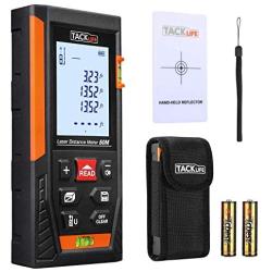 Tacklife HD50 Classic Laser Measure 164Ft M/In/Ft Mute Laser Distance Meter with 2 Bubble Levels, Backlit LCD and Pythagorean Mode, Measure Distance, Area and Volume - Carry Pouch and Battery Included