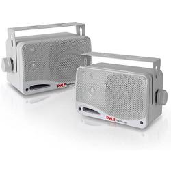 Outdoor Waterproof Wireless Bluetooth Speaker - 3.5 Inch Pair 3-way Active Passive Weatherproof Wall, Ceiling Mount Dual Speakers System w/ Heavy Duty Grill, Patio, Indoor Use - Pyle PDWR42WBT (White)