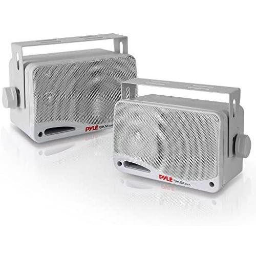 Outdoor Waterproof Wireless Bluetooth Speaker - 3.5 Inch Pair 3-way Active Passive Weatherproof Wall, Ceiling Mount Dual Speakers System w/ Heavy Duty Grill, Patio, Indoor Use - Pyle PDWR42WBT (White)