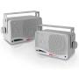 Outdoor Waterproof Wireless Bluetooth Speaker - 3.5 Inch Pair 3-way Active Passive Weatherproof Wall, Ceiling Mount Dual Speakers System w/ Heavy Duty Grill, Patio, Indoor Use - Pyle PDWR42WBT (White)