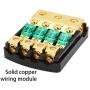 Magicsource Mini ANL Fuse Holder 12V 0/2/4 Gauge in to 4/8 Gauge Out for Car Audio AmplifierCopper Wiring Module High-Temperature Plastic Base Clear Cover with 60Amp Mini Fuse 4-Way