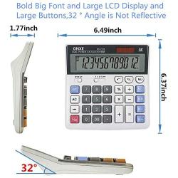 Calculator, ONXE Standard Function Electronics Desktop Calculators, Solar Dual Power, Big Button and 12 Digit Bold Font Large LCD Display, Basic Financial Calculator for Office and Home (DC2133)