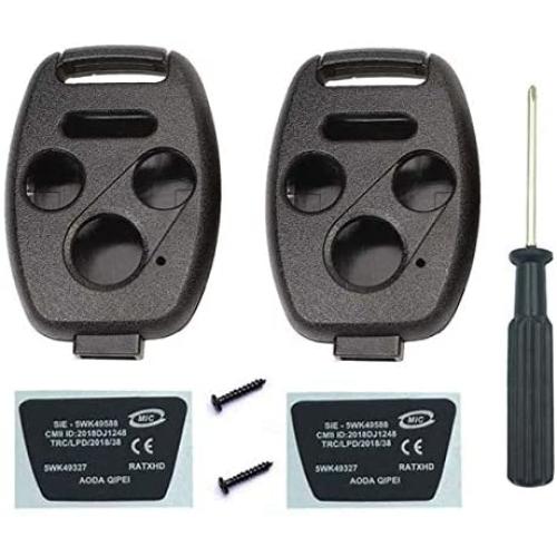 Olivine Auto Key Fob Shell Case Fits for Honda 2008-2012 Accord 2006-2013 Civic EX 2009-2015 Pilot 2005-2006 CR-V Keyless Entry Remote Replacement Key Fob Shell with Screwdriver (2PCS)