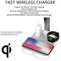 5 in 1 Wireless Charger LED Desk Lamp Charging Station Compatible with iPhone11/11Pro/11Pro Max/X/XS/XR/XS Max/8/8+,Airpod Apple Watch 4/3/2/1(NOT 5),Galaxy S10+/S9+/S8/S7 Qi Enabled Phones (White)