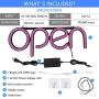 LED Open Sign,16x6 inch Open Sign for Business,with Multiple Flashing Modes, Ideal for Restaurant, Bar, Salon and More,24V/1A Power Supply，with Open/Close Sign (Purple)