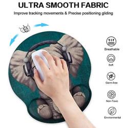 Marphe Mouse Pad with Wrist Support Green Pattern Headset Music Elephant Mousepad Non-Slip Rubber Gaming Wrist Rest Mouse Pads for Computers Laptop
