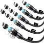 Aralana Magnetic Charging Cable 5-Pack, 3-in-1 Magnetic Phone Charger, Nylon Braided with Led Light (1ft+3ft+3ft+6ft+10ft), Compatible with Micro USB, Type C and iProduct (Black)