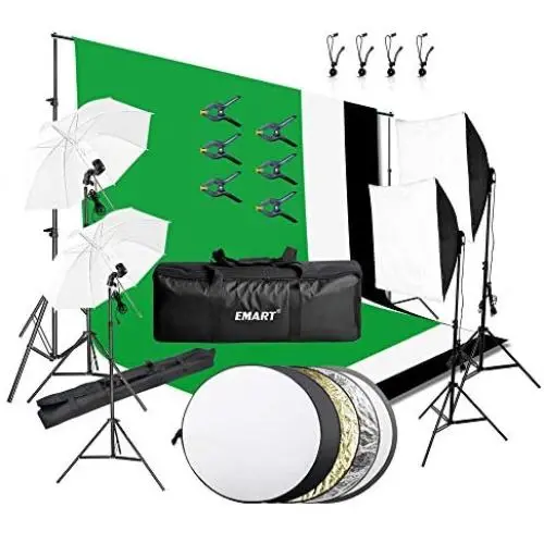 Emart 8.5 x 10 ft Backdrop Support System, Photography Video Studio Lighting Kit Umbrella Softbox Set Continuous Lighting for Photo Studio Product, Portrait and Video Shooting Photography