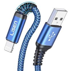2-Pack LISEN iPhone Charger Cable, [MFi Certified] Lightning Cable, [Never Rupture] 2.4A Fast Charging Cord Compatible with iPhone 11 Pro Max X Xs XR 8 7 6 Plus iPad