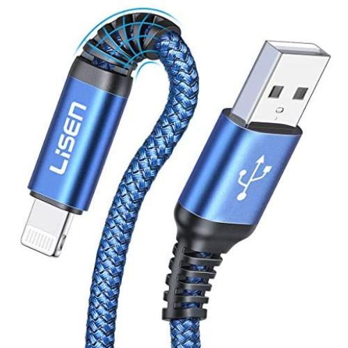 2-Pack LISEN iPhone Charger Cable, [MFi Certified] Lightning Cable, [Never Rupture] 2.4A Fast Charging Cord Compatible with iPhone 11 Pro Max X Xs XR 8 7 6 Plus iPad