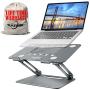 Laptop Stand for Desk - Adjustable Height Laptop Holder, Aluminum Laptop Riser with Heat-Vent, Computer Stand Compatible with All HP, Dell, MacBook Laptop (Grey)