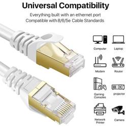 TNP Cat7 Ethernet Network Cable (6 FT) - High Performance 10 Gigabit Ethernet 600MHz with Professional Gold Plated Snagless RJ45 Connector Premium Shielded Twisted Pair S/STP Patch Plug Wire Cord