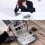 Electronic Accessories Organizer, Universal Travel Digital Accessories Storage Bag for Portable Charger, Cables, Earphone, iPhone, Cord, Customize Inside with Dividers, Red