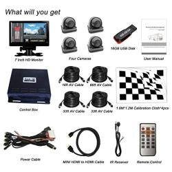 Weivision 1080P FHD 360 Degree Bird View Surround Panoramic View Car Vihicle DVR Camera System Kit for Fire Engine/Bus/School Bus/Truck/Semi-Trailer/Box Truck/RV + 7inch HD Display …
