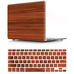 HRH 2 in 1 Brown Wood Texture Laptop Body Shell Protective PC Hard Case Cover Match Silicone Keyboard Cover for MacBook Pro 13.3'' with Retina Display (A1502/A1425)(W/O CD-ROM) 2015/2014/2013/end 2012