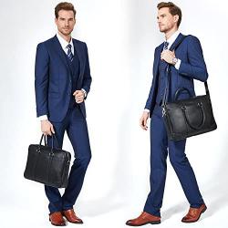 BOSTANTEN Leather Briefcase Messenger Business Bags Laptop Handbag Black