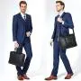 BOSTANTEN Leather Briefcase Messenger Business Bags Laptop Handbag Black