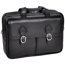 McKlein, L Series, Hyde Park, Top Grain Cowhide Leather, 15'' Leather Double Compartment Laptop Briefcase, Black (15735C)