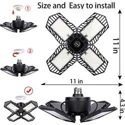 2Pack Garage Lights, 100W Led Garage Light, Daylight Garage Lights Ceiling Led, Deformable Garage Ceiling Lights, E26/E27 LED Shop Light for Workshop, Basement and Warehouse