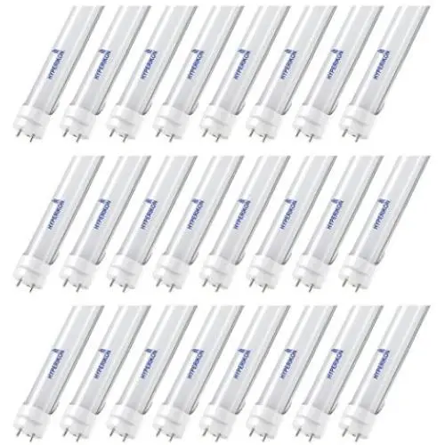 Hyperikon 4 Foot LED Tube, T8 T10 T12 40 Watt Replacement (18W), Single End Ballast Bypass, Frosted Lens, UL, Bright White, 24 Pack