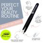 Tweezer Guru Precision Slant Eyebrow Tweezers for Women & Men - Professional Stainless Steel Tweezers for Eyebrows, Facial Hair & Ingrown Hair Removal (Black)