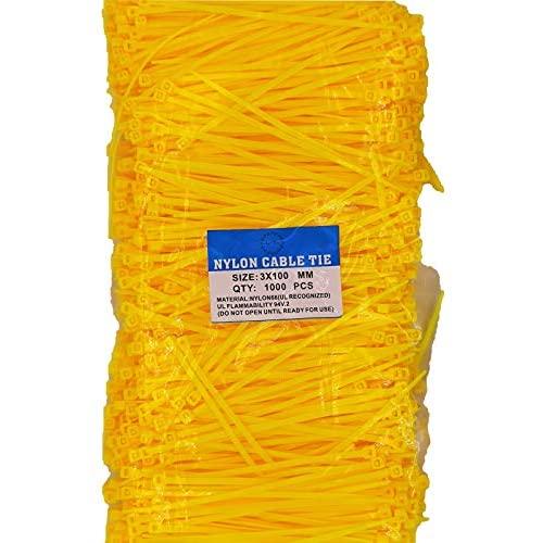SYD CHEN 4'' Inch Yellow Zip Ties (1000 Pieces), 18lb Strength, Nylon Cable Wire Ties