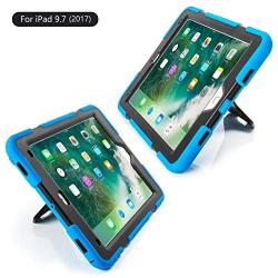 iPad Case 9.7 inch for 2017 iPad 5th Generation Case /2018 iPad 6th Generation Case/ 2016 iPad Pro Case / iPad Air 2 Case, Heavy Duty Shockproof Silicone Protect Case - Blue/Black