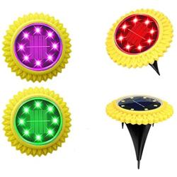 Solar Powered Disk Lights,4PCS 8 LED Waterproof in-Ground Lights Outdoor Solar Ground Lights for Pathway Garden Yard Walkway Pool )
