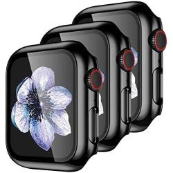 【3 Pack】 Easuny Design for Apple Watch Case 38mm Series 3 2 1 with Built-in Glass Screen Protector - Overall Protective Hard Cover Accessories for iWatch Women Men,Black Black Black