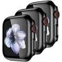 【3 Pack】 Easuny Design for Apple Watch Case 38mm Series 3 2 1 with Built-in Glass Screen Protector - Overall Protective Hard Cover Accessories for iWatch Women Men,Black Black Black