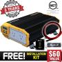KRIËGER 1100 Watt 12V Power Inverter Dual 110V AC Outlets, Installation Kit Included, Automotive Back Up Power Supply For Blenders, Vacuums, Power Tools MET Approved According to UL and CSA.