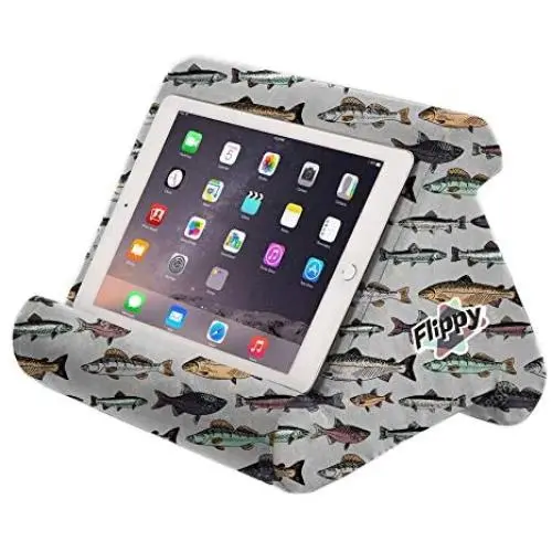 The Original Flippy Multi-Angle Soft Pillow Lap Stand for, Tablets, eReaders, Smartphones, Books, Magazines (Something Fishy)