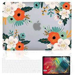iDonzon Case for MacBook Air 13 inch A1466 A1369 2010-2017 Release, Matte Clear Hard Cover & Transparent Keyboard Cover & Screen Protector Compatible with Older Version Mac Air 13.3 inch - Red Flower