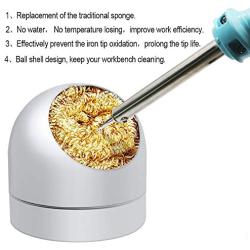 Soldering Tip Cleaner Soldering Iron Tip Cleaner Brass Tip Cleaner Kit and 6PCS Brass Ball Wire-type with 1PC Ball Shell Holder for Cleaning Solder Irons and Tips