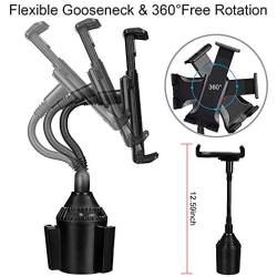 Phone Car Holder TOOVREN Cup Holder Car Mount for Phone/Tablet Cupholder Cradle with Adjustable Neck for Apple iPad Pro/iPhone 12 Pro Max/11/XR/XS Max/8/7 Plus, Samsung Note 10+/s9 Plus/LG
