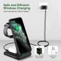 Wireless Charger,3 in 1 Wireless Charging Station,Qi Fast Charging Stand Dock for Apple Watch Series,AirPods,iPhone 12 Pro iPhone 11 Pro Max X XR XS 8 Plus with QC 3.0 Adapter by Alpharan (Black)