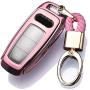 Royalfox(TM) 3 Buttons Soft TPU Smart keyless Remote Key Fob case Cover Shell for Audi New Smart Key,2019 Audi A6 A6L A7, 2018 2019 A8, (Pink)