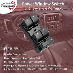 Drive Side Power Window Master Control Switch for | Chevy Silverado 1500 2500HD 3500HD,Traverse,HHR,GMC Sierra 1500 2500HD 3500HD,Yukon,Buick Enclave | Replaces OE# 20945129, 25789692, 25951963
