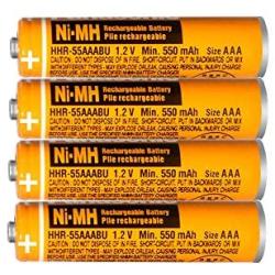 4PACK HHR-55AAABU NI-MH AAA Rechargeable Battery 1.2V 550mAh for Panasonic Cordless Phone Replacement Battery