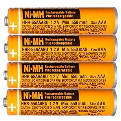 4PACK HHR-55AAABU NI-MH AAA Rechargeable Battery 1.2V 550mAh for Panasonic Cordless Phone Replacement Battery